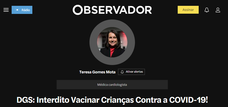 DGS: Interdito Vacinar Crianças Contra a COVID-19!